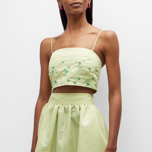 Ganni Light Green Floral Crop Top - Picture 1 of 2